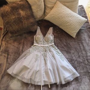 Silver A-Line Tulle Homecoming Dress